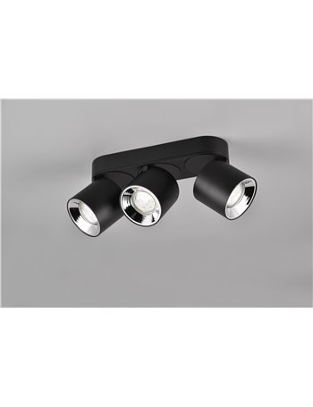 Guayana barra 3 spots orientabili anche da incasso metallo nero l. 27,3cm Guayana barra 3 spots orientabili anche da incasso metallo nero l. 27,3cm