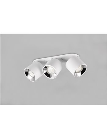Guayana barra 3 spots orientabili anche da incasso metallo bianco l. 27,3cm