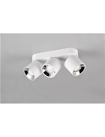 Guayana barra 3 spots orientabili anche da incasso metallo bianco l. 27,3cm Guayana barra 3 spots orientabili anche da incasso metallo bianco l. 27,3cm
