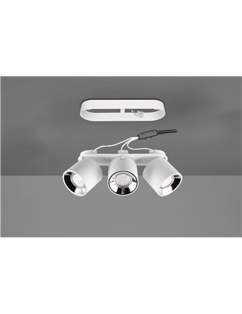 Guayana barra 3 spots orientabili anche da incasso metallo bianco l. 27,3cm Guayana barra 3 spots orientabili anche da incasso metallo bianco l. 27,3cm
