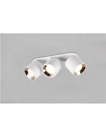 Guayana barra 3 spots orientabili anche da incasso metallo bianco l. 27,3cm Guayana barra 3 spots orientabili anche da incasso metallo bianco l. 27,3cm