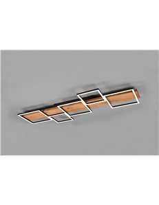 Harper sospensione led legno naturale e metallo nero 5 quadrati con regolazione intensita' con normale interruttore a parete l.  2