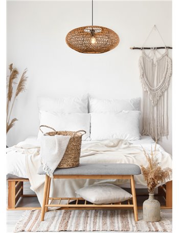 Hedda sospensione in fibra sisal marrone con montatura nera d. 52cm