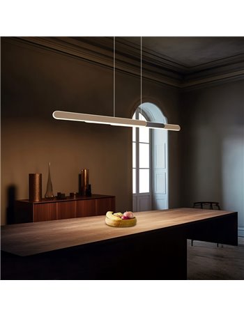 Helios sospensione led caffe' e nero regolabile in altezza e larghezza a bi-emissione con regolazione temperatura di colore del 