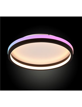 Hiko plafoniera led rotonda con bordo nero e funzione rgb retro illuminata con telecomando multifunzione d. 40cm