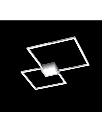 Hydra plafoniera led cromo doppio quadrato+luce centrale dimmerabile con interr. 65cmx65cm
