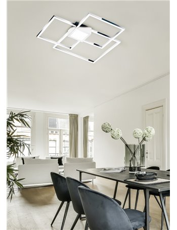 Hydra plafoniera led cromo triplo quadrato+luce centrale dimmerabile con interr. L. 65x65cm