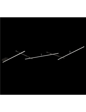 Indira plafoniera-applique anche retro-illuminata con 5 bacchette orientabili nere l. 245cm