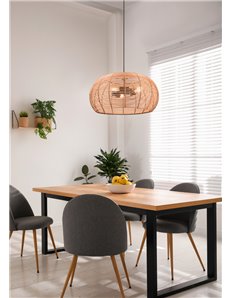Inga sospensione reticolo rattan naturale e montatura nera d. 50cm