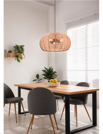 Inga sospensione reticolo rattan naturale e montatura nera d. 50cm