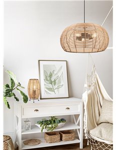Inga sospensione reticolo rattan naturale e montatura nera d. 50cm 2