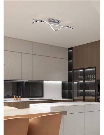 Isabel plafoniera led cromata con dimmerazione con interruttore l. 100cm