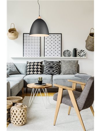 Jagger sospensione cono metallo nero e legno d.40cm