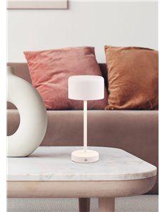 Jeff lampada da appoggio ricaricabile metallo bianco accensione touch h. 30cm
