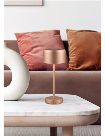 Jeff lampada da appoggio ricaricabile metallo caffe' accensione touch h. 30cm