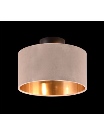 Julieta plafoniera metallo nero paralume velluto tortora e oro d. 30cm