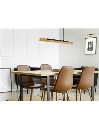 Kerala sospensione led legno naturale e metallo nero dimmerabile con touch dimmer l. 90cm