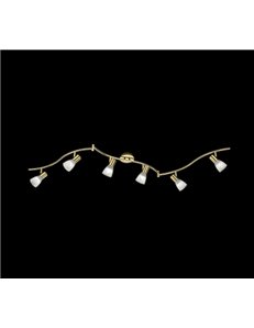 Levisto barra led 6 spots orient. Ottone+vt.alab. L.180