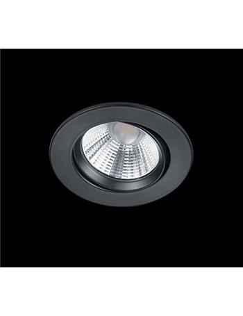 Pamir faretto da incasso led rotondo orientabile nero opaco dimmerabile ip23 diam.8,5cm