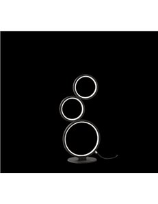 Rondo lampada da tavolo led 3 cerchi metallo nero opaco con varialuce h. 44cm 2