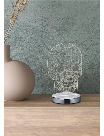 Skull lampada da tavolo led teschio con variazione luce da cala a fredda h. 20