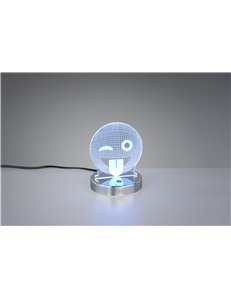 Smiley lampada da tavolo led faccina con variazione colore rgb h. 15,5 2