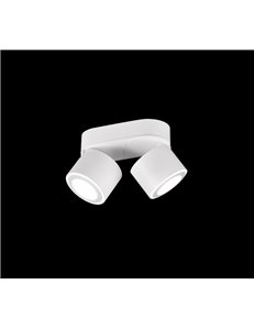 Taurus barra 2 spots led metallo bianco orientabile girevole bi-emissione interruttori separati l. 18cm