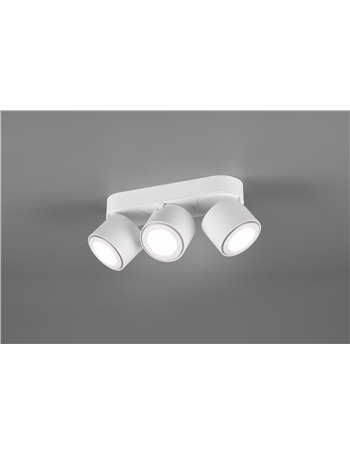 Taurus barra 3 spots led metallo bianco orientabile girevole bi-emissione interruttori separati l. 27cm Taurus barra 3 spots led metallo bianco orientabile girevole bi-emissione interruttori separati l. 27cm