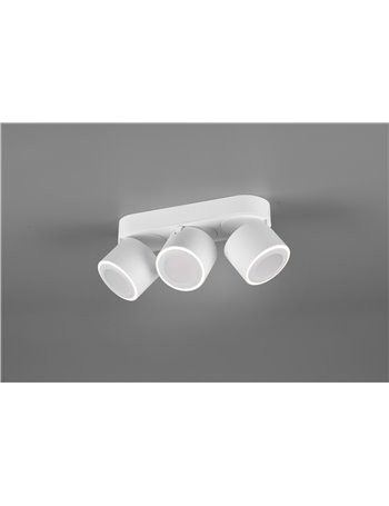 Taurus barra 3 spots led metallo bianco orientabile girevole bi-emissione interruttori separati l. 27cm Taurus barra 3 spots led metallo bianco orientabile girevole bi-emissione interruttori separati l. 27cm