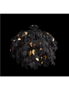 Leavy plafoniera foglie lavabili nero e oro d. 70cm 2