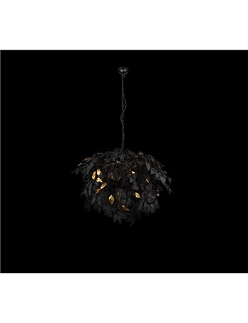 Leavy sospensione grande foglie lavabili nero e oro d. 70cm