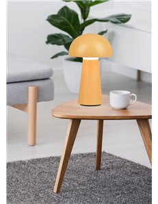 Lennon lampada led da appoggio da esterno ricaricabile con usb con accensione touch 4 intensita' giallo brillante h. 21,5cm ip44