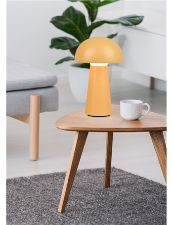 Lennon lampada led da appoggio da esterno ricaricabile con usb con accensione touch 4 intensita' giallo brillante h. 21,5cm ip44