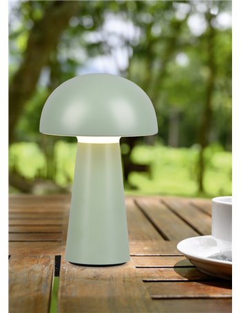 Lennon lampada led da appoggio da esterno ricaricabile con usb con accensione touch 4 intensita' verde h. 21,5cm ip44