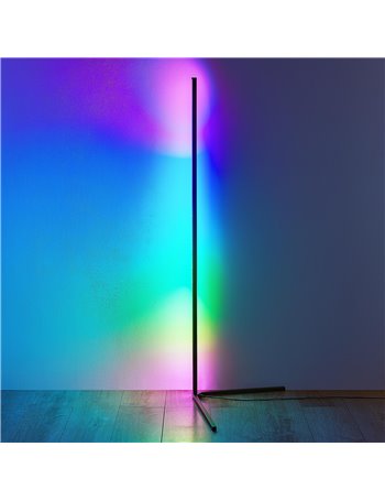 Level piantana ad angolo nera con effetto rgb, luce dinamica e controllo del suono h. 140cm