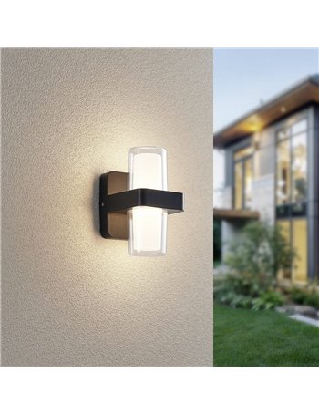 Limeira applique da esterno led bi-emissione forma squadrata h.21,5cm ip44