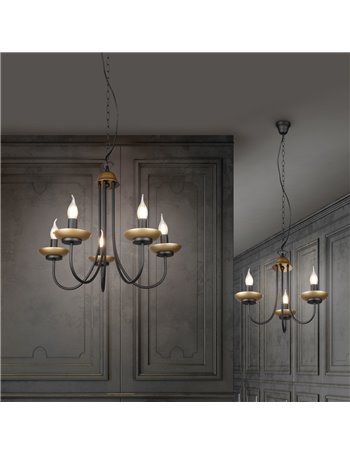 Livia lampadario metallo nero e oro anticato 3 luci d. 47cm