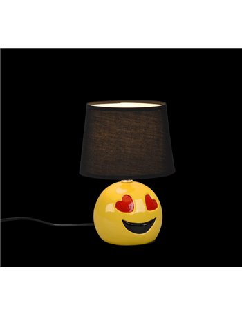 Loveley lampada da tavolo in ceramica smile cuoricini con paralume nero h. 26cm