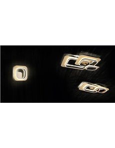 Lugo plafoniera led doppio quadrato metallo oro con bordo nero con regolazione intensita' con normale interruttore a parete l. 5 2