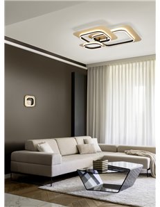 Lugo applique led triplo quadrato metallo oro con bordo nero con regolazione intensita' con normale interruttore a parete l. 74c