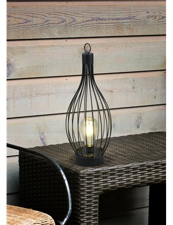 Mairana lampada da appoggio led nera da esterno ip44 solare ricaricabile con sensore crepuscolare h. 43,5cm