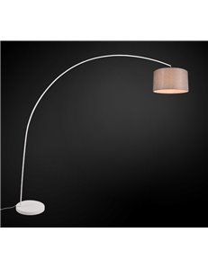 Mansur piantana metallo bianco ad arco con paralume grigio pastello h. 210cm