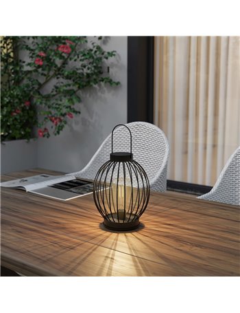 Merida lampada da appoggio anche da parete tonda con supporto da esterno solare ricaricabile h.31cm ip44