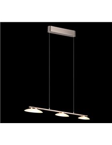 Merton sospensione led metallo acciaio con 3 diffusori vetro dimmerabile ad interruttore l. 102cm 2