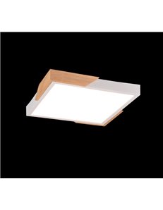 Meta plafoniera led quadrata bordo bianco e legno naturale con funzione di regolazione intensita' con normale interruttore a par 2