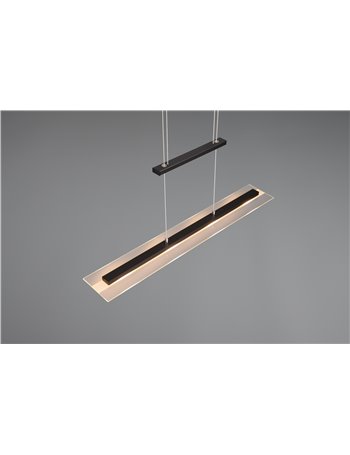 Milos sospensione led rettangolare nera l. 80cm