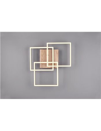 Mobile plafoniera led con 3 quadrati metallo nero orientabili con base effetto legno con telecomando multifunzione 42cm x 39cm Mobile plafoniera led con 3 quadrati metallo nero orientabili con base effetto legno con telecomando multifunzione 42cm x 39cm