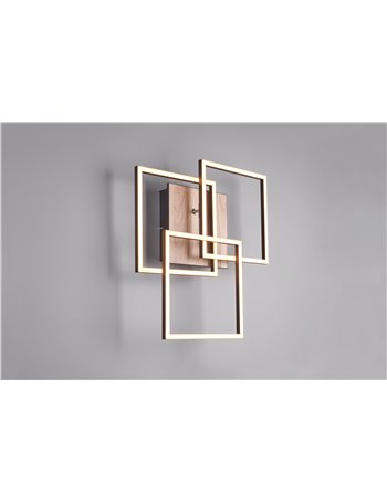 Mobile plafoniera led con 3 quadrati metallo nero orientabili con base effetto legno con telecomando multifunzione 42cm x 39cm Mobile plafoniera led con 3 quadrati metallo nero orientabili con base effetto legno con telecomando multifunzione 42cm x 39cm