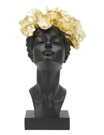 Donna statua  con farfalle in testa cm 21x20x36,5