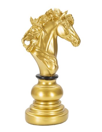 Cavallo scacchi oro e nero cm 14x11x27